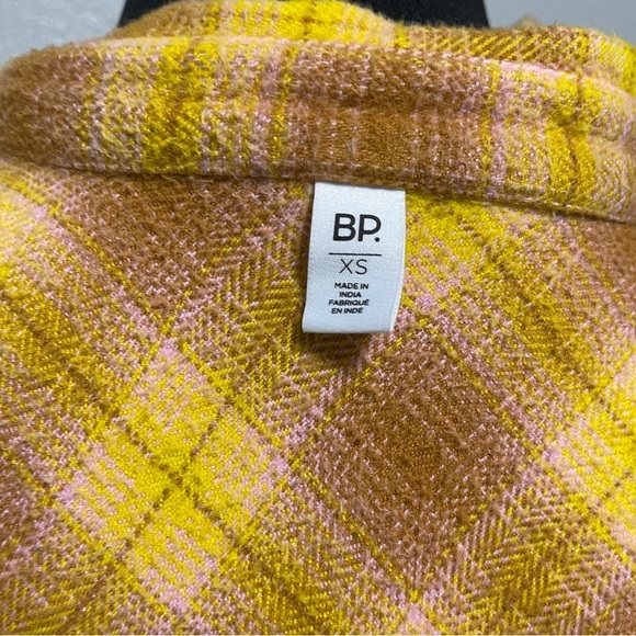 Nordstrom BP Yellow,Brown, & Pink Plaid Button Up Flannel Size XS - Picture 6 of 7